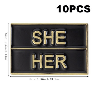 10 tk palju Nad Them She Her He Him IT IT ON SHE THEY HE THEY IEL Metallist märk Revääritihvt Märk Pross Pins Märgid