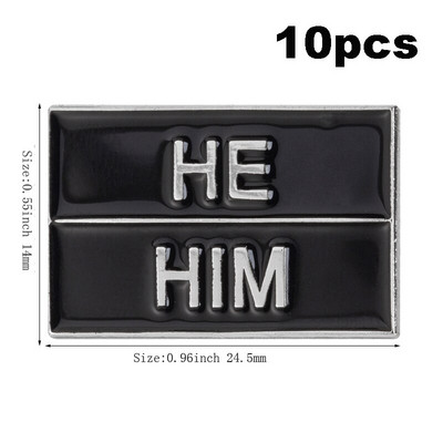 10 tk palju Nad Them She Her He Him IT IT ON SHE THEY HE THEY IEL Metallist märk Revääritihvt Märk Pross Pins Märgid
