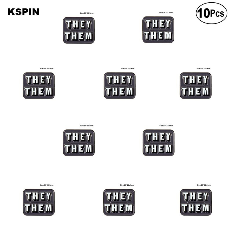 10 tk palju Nad Them She Her He Him IT IT ON SHE THEY HE THEY IEL Metallist märk Revääritihvt Märk Pross Pins Märgid