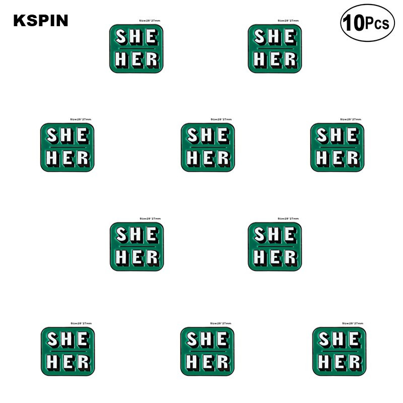10 tk palju Nad Them She Her He Him IT IT ON SHE THEY HE THEY IEL Metallist märk Revääritihvt Märk Pross Pins Märgid