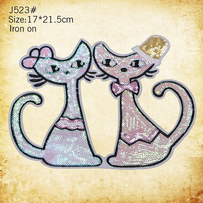 Kõrgekvaliteedilised värvilised litrid armsa looma kassi ja koera mustriga tikandiplaaster DIY animatsioon märgi tikandi õmblemine ja tikandid