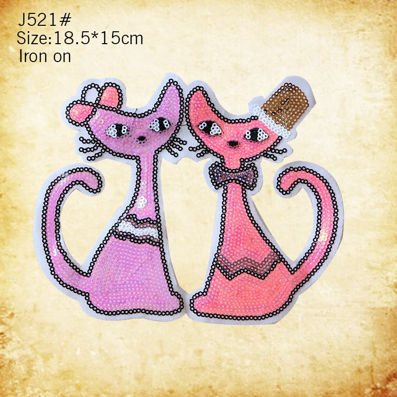 Kõrgekvaliteedilised värvilised litrid armsa looma kassi ja koera mustriga tikandiplaaster DIY animatsioon märgi tikandi õmblemine ja tikandid