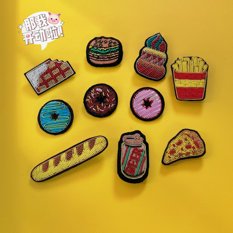 Ecusoane brodate manual Vesela de bar/MÂNcare/Băutură/Brața aplicată pentru haină Pantaloni Geantă Broșă Broche alimentaire