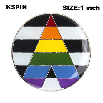 10 бр. много Straight Allies Pride Rainbow Flag Rozet Metal Chapas Metalicas Pins Icon Раница Брошка за подарък XY0307