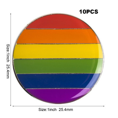 10 tk palju Straight Allies Pride vikerkaare lipp Rozet Metal Chapas Metalicas Pins Ikoon Seljakott Pross kingituseks XY0307
