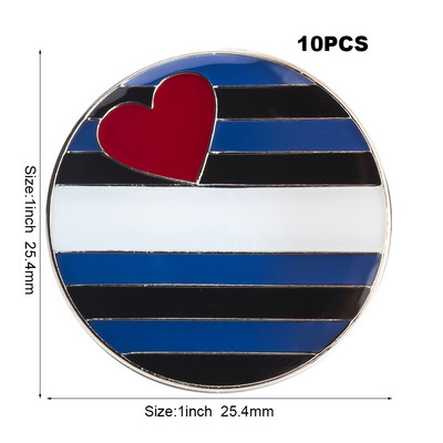 10 tk palju Straight Allies Pride vikerkaare lipp Rozet Metal Chapas Metalicas Pins Ikoon Seljakott Pross kingituseks XY0307