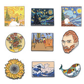 Homegaga Van Gogh and His Works Cink Igle za kravatu Cool Igle za ruksak Broševi za odjeću za muškarce žene Značka sa šeširom Modni darovi D2607