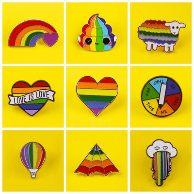 Rainbow Pins Брошка Creative Heart Sheep Flag Метална игла  Pride Значки на раница Игли за ревери за дрехи ЛГБТ аксесоари