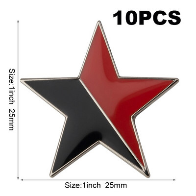 Puno 10 komada Crveno-crna zvijezda Značka za rever Značka za zastavu Broš Igle Značke 10 komada puno