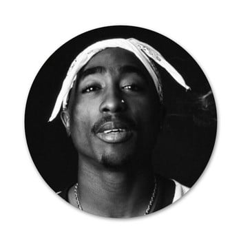 58mm 2pac Tupac Icons Pins Διακοσμητικά σήματα Καρφίτσες Μεταλλικά Σήματα για Ρούχα Διακόσμηση σακιδίου πλάτης