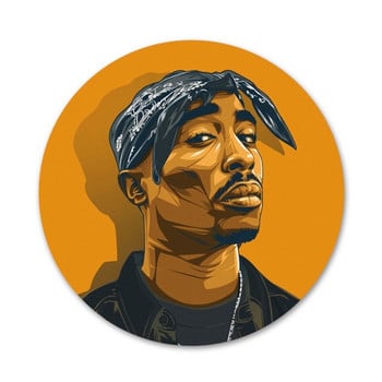 58mm 2pac Tupac Icons Pins Διακοσμητικά σήματα Καρφίτσες Μεταλλικά Σήματα για Ρούχα Διακόσμηση σακιδίου πλάτης