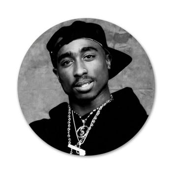 58mm 2pac Tupac Icons Pins Διακοσμητικά σήματα Καρφίτσες Μεταλλικά Σήματα για Ρούχα Διακόσμηση σακιδίου πλάτης