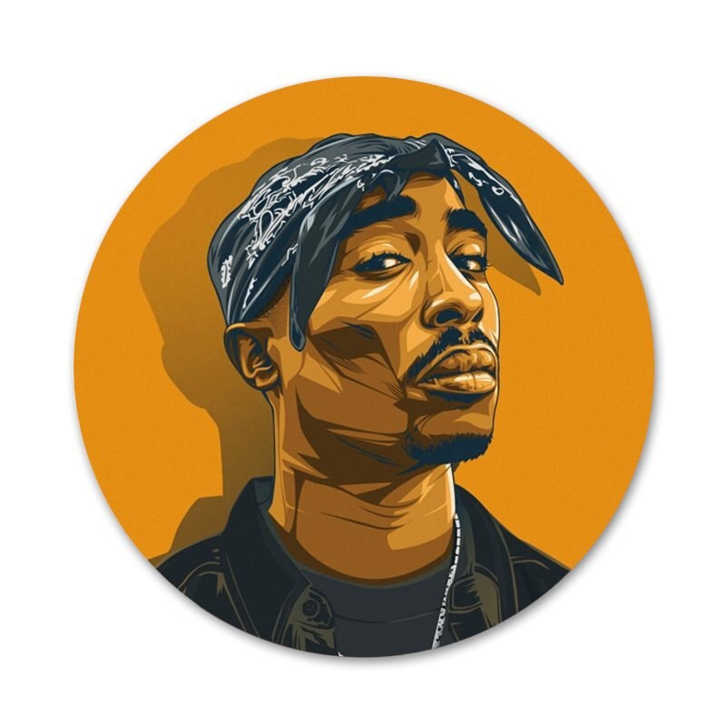 58mm 2pac Tupac Icons Pins Διακοσμητικά σήματα Καρφίτσες Μεταλλικά Σήματα για Ρούχα Διακόσμηση σακιδίου πλάτης
