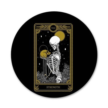 cool card black The Marigold Tarot Icons Pins Badge Decoration Καρφίτσες Μεταλλικές κονκάρδες για διακόσμηση σακιδίου πλάτης 58mm