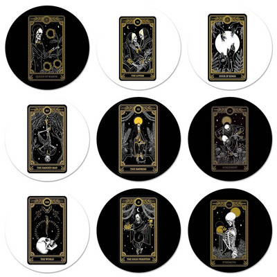 cool card black The Marigold Tarot Icons Pins Badge Decoration Καρφίτσες Μεταλλικές κονκάρδες για διακόσμηση σακιδίου πλάτης 58mm