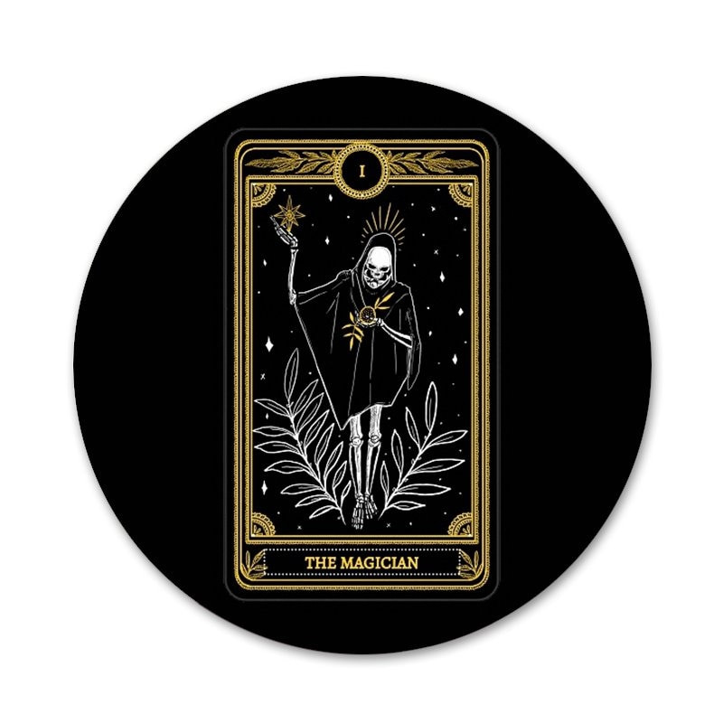 lahe kaart must Saialill Tarot Ikoonid Pins Märgi Kaunistus Prossid Metallist Märgid Seljakoti Kaunistamiseks 58mm