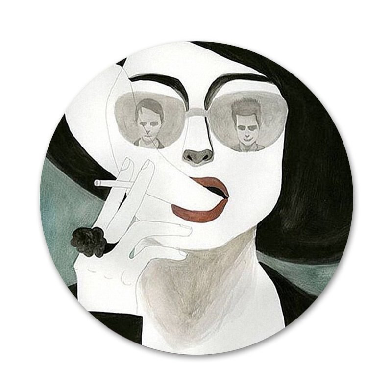 Kovos klubo filmo plakatas Piktogramos Smeigtukai Ženkliuko puošimas Sagės Metaliniai ženkleliai drabužiams Kuprinės puošimas 58mm