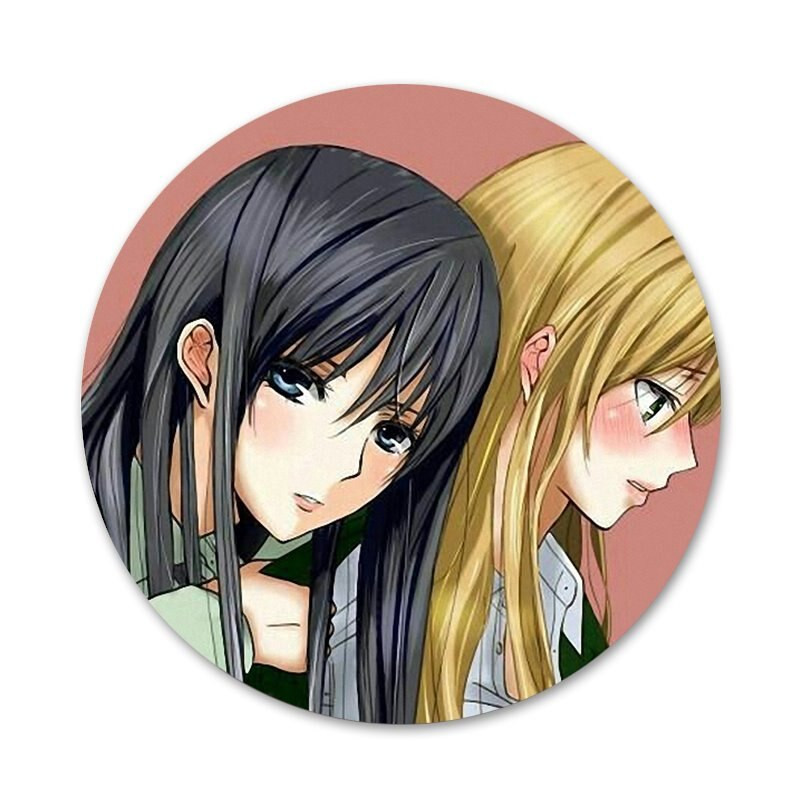 58 mm Anime lesbi tsitruseline Yuzu Aihara Mei märk prossnõel Aksessuaarid riiete jaoks Seljakoti kaunistus kingitus