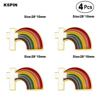 Σταυρός Rainbow Καρφίτσες Καρφίτσα πέτο Σημαία Καρφίτσα Καρφίτσες Κονκάρδες 4τμχ