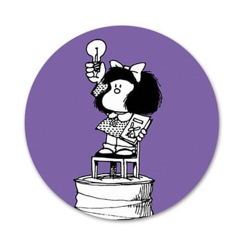 58 mm Mafalda Icons Pins Декорация на значки Брошки Метални значки за дрехи Декорация на раница