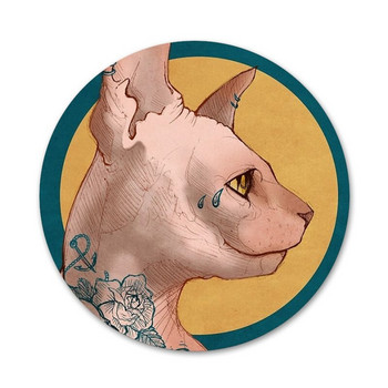 Τατουάζ Sphinx Cat Icons Καρφίτσες Διακοσμητικό σήμα Καρφίτσες Μεταλλικές κονκάρδες για ρούχα Διακόσμηση σακιδίου πλάτης 58mm