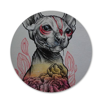 Τατουάζ Sphinx Cat Icons Καρφίτσες Διακοσμητικό σήμα Καρφίτσες Μεταλλικές κονκάρδες για ρούχα Διακόσμηση σακιδίου πλάτης 58mm