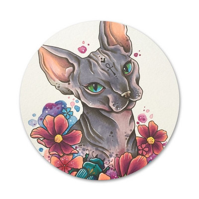 Tatuaj Sfinx Pisica Icoane Ace Insignă Decorare Broșe Insigne metalice pentru haine Rucsac Decor 58mm