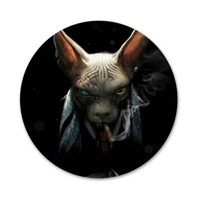 Tatuaj Sfinx Pisica Icoane Ace Insignă Decorare Broșe Insigne metalice pentru haine Rucsac Decor 58mm