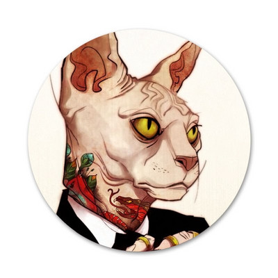 Tatuaj Sfinx Pisica Icoane Ace Insignă Decorare Broșe Insigne metalice pentru haine Rucsac Decor 58mm