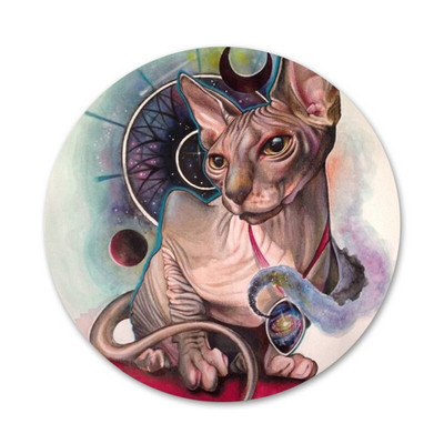 Tatuaj Sfinx Pisica Icoane Ace Insignă Decorare Broșe Insigne metalice pentru haine Rucsac Decor 58mm