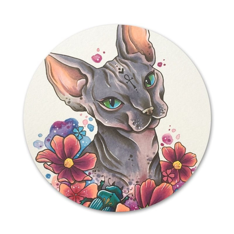 Tatuaj Sfinx Pisica Icoane Ace Insignă Decorare Broșe Insigne metalice pentru haine Rucsac Decor 58mm