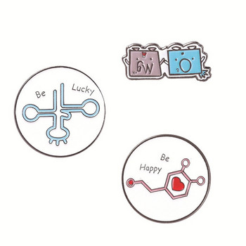 Химически символ Формула Геометрично молекулярно моделиране Емайлирани карфици Колекции Карикатура Ins Tide Творческа карикатура