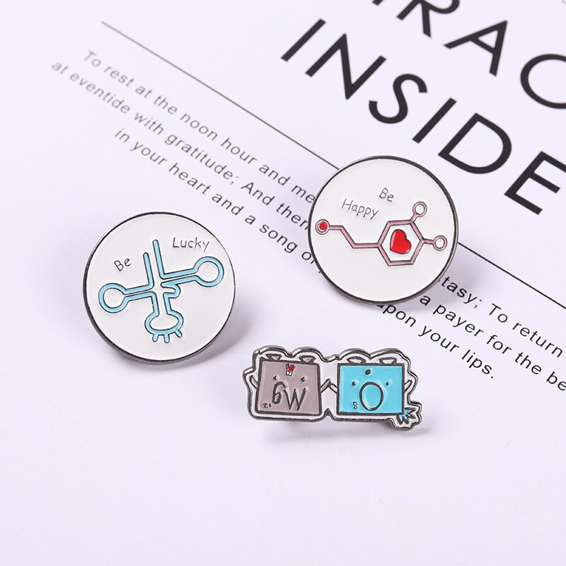 Τύπος χημικού συμβόλου Γεωμετρική μοριακή μοντελοποίηση Καρφίτσες σμάλτου Συλλογές κινούμενων σχεδίων Ins Tide Creative Cartoon