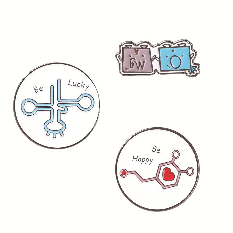 Τύπος χημικού συμβόλου Γεωμετρική μοριακή μοντελοποίηση Καρφίτσες σμάλτου Συλλογές κινούμενων σχεδίων Ins Tide Creative Cartoon