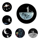 crna s bijelim mjesečevim zvijezdama svemirske ikone igle značke ukras broševi metalne značke za odjeću ruksak ukras 58 mm