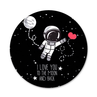 crna s bijelim mjesečevim zvijezdama svemirske ikone igle značke ukras broševi metalne značke za odjeću ruksak ukras 58 mm