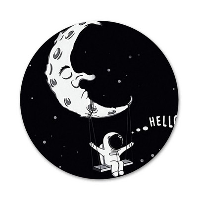 crna s bijelim mjesečevim zvijezdama svemirske ikone igle značke ukras broševi metalne značke za odjeću ruksak ukras 58 mm