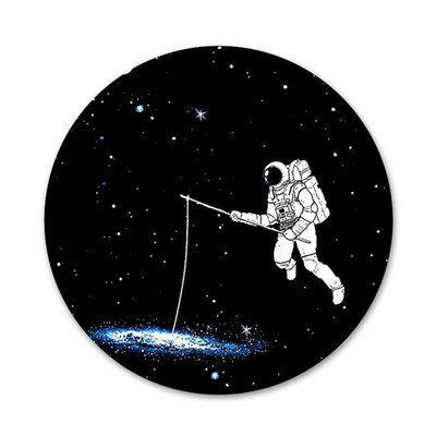 crna s bijelim mjesečevim zvijezdama svemirske ikone igle značke ukras broševi metalne značke za odjeću ruksak ukras 58 mm