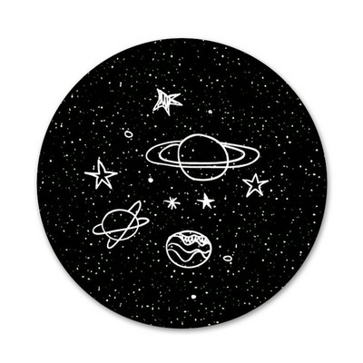 crna s bijelim mjesečevim zvijezdama svemirske ikone igle značke ukras broševi metalne značke za odjeću ruksak ukras 58 mm