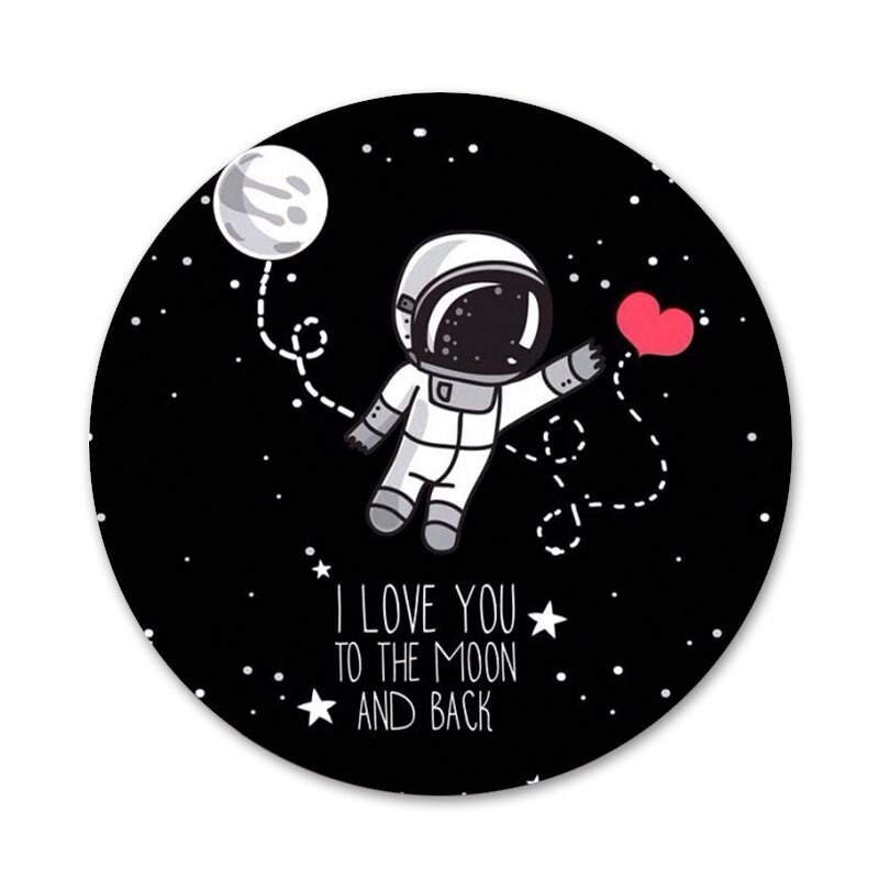 crna s bijelim mjesečevim zvijezdama svemirske ikone igle značke ukras broševi metalne značke za odjeću ruksak ukras 58 mm