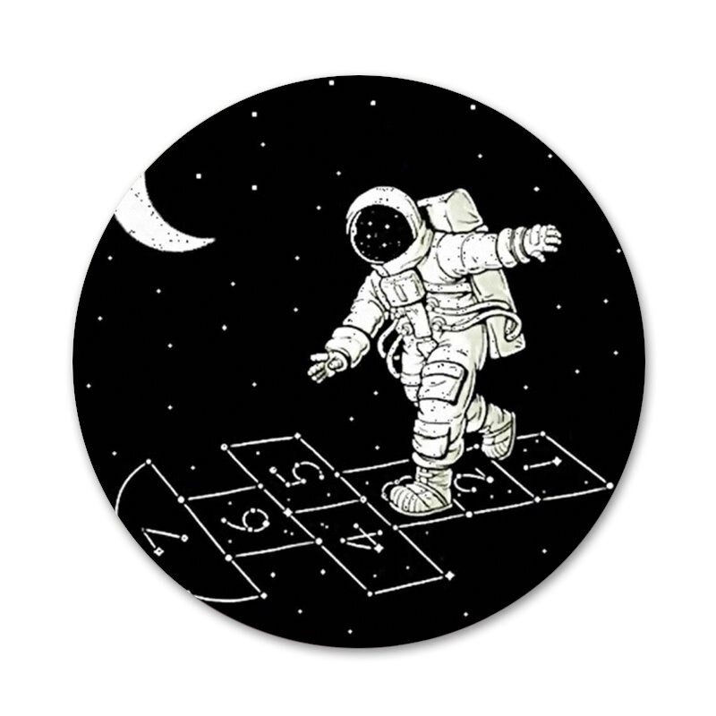 crna s bijelim mjesečevim zvijezdama svemirske ikone igle značke ukras broševi metalne značke za odjeću ruksak ukras 58 mm