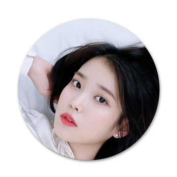 kpop IU Lee Ji eun Икони Щифтове Декорация на значки Брошки Метални значки за дрехи Декорация на раница 58 мм