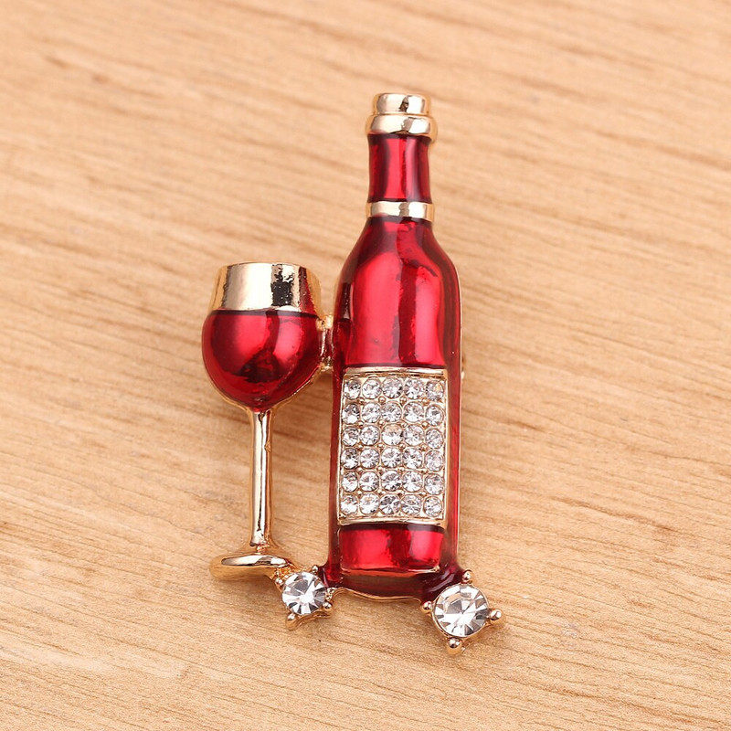 Divat vörösboros üveg mini melltűk poharak pár tűk Vörösboros palack csésze fibulák zománctű jelvény szerelmeseknek legjobb barát
