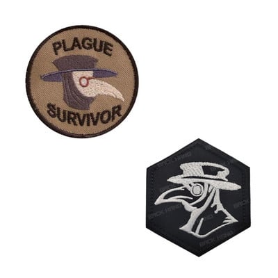 1 PC 3D Plague Doctor Hero Medical Staff Embroidery Patch Plague Survivor Badge Combat Hook and Loop Backpack Hat Applique