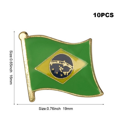Značka za rever za brazilsku zastavu, značka za broš, značke, 10 kom