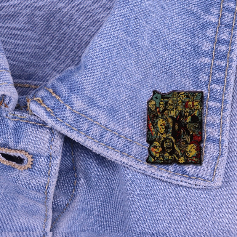 C1612 Ταινία τρόμου Halloween Καρφίτσες με σμάλτο καρφίτσες Τσάντα Καρφίτσες για πέτο Σήματα σε σακίδιο πλάτης Διακοσμητικό δώρο Cool Stuff Κοσμήματα