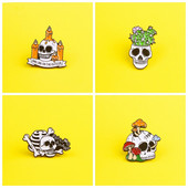 Koljumärk Skelett Pross Metallist ikoon Riided Reväärinõel Kingitus Ehted Aksessuaarid Metallist nööpnõelad riiete jaoks Kasvata taim Prossid Pin