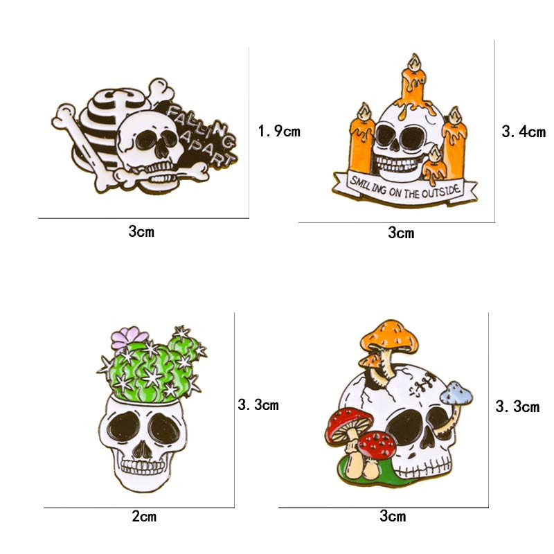 Koljumärk Skelett Pross Metallist ikoon Riided Reväärinõel Kingitus Ehted Aksessuaarid Metallist nööpnõelad riiete jaoks Kasvata taim Prossid Pin