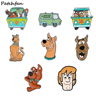 AD769 Patchfan Cartoon Family Dog Καρφίτσα Μεταλλικό σήμα Γυναικείες και ανδρικές καρφίτσες από σμάλτο Ρούχα καρφίτσες πουκάμισο γιακάς Δώρα για ζευγάρια