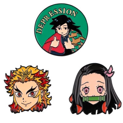 E3787 Kimetsu No Yaiba Fight Against Depression Σήμα καρφίτσας σμάλτου Διακοσμητικά σήματα Καρφίτσες για πέτο Αξεσουάρ για σακίδιο πλάτης καρφίτσας Anime